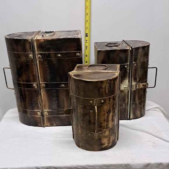 Set of Three Rustic Metal Chests - Picture 6 of 7